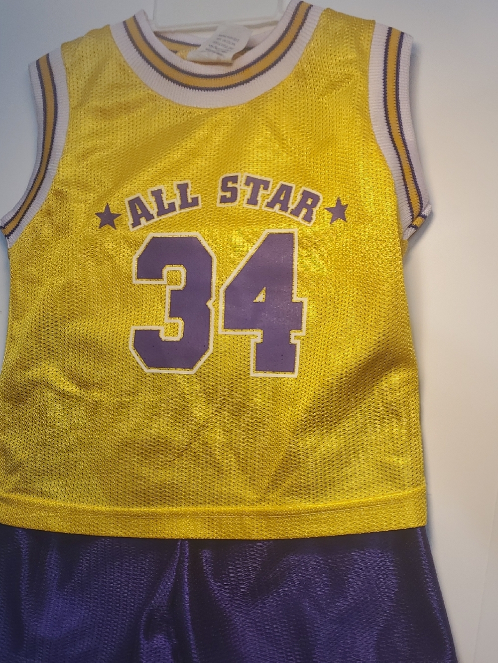 34 Yellow & Purple Kids Basketball Jersey